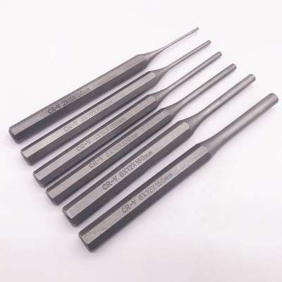 6-piece Octagonal Steel and Cylindrical Punch Set with Rolling Bag Package