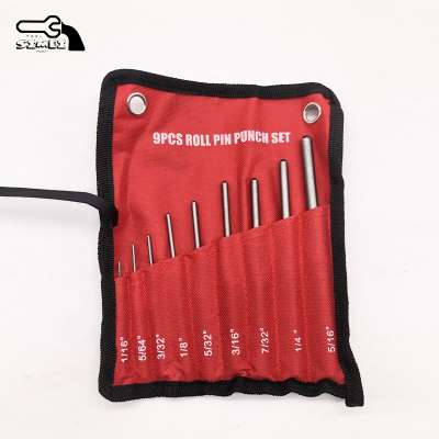 Rolling Transparent Bag Package 9pcs Steel Roll Pin Punch Set